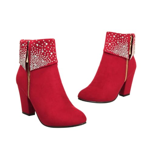 LRXIYODE Elegante Damen Winterstiefeletten mit Hohem Absatz Dicker Sohle und Funkelnden Strasssteinen Rot Modische Brautschuh alternative für Hochzeit und Festliche Anlässe LRXIYODE Elegante Damen Winterstiefeletten mit Hohem Absatz Dicker Sohle und Funkelnden Strasssteinen Rot Modische Brautschuh alternative für Hochzeit und Festliche Anlässe von LRXIYODE