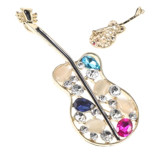 LRXIYODE Elegante Gitarren brosche mit Funkelnden Kristallen und Perlen Dekorativer Schal anstecker Modisches Schmuck accessoire für Damen als Geschenk zu Weihnachten und Valentinstag von LRXIYODE