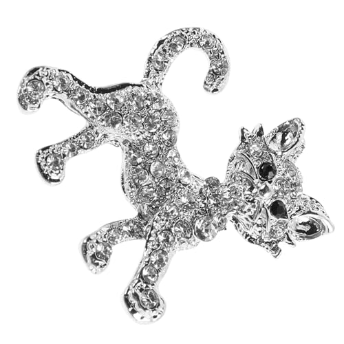 LRXIYODE Elegante Katzenbrosche aus Funkelnder Legierung mit Strass Niedliches Kätzchen design Modische Anstecknadel für Damenpullover Mäntel und Kleider Geschenk für Katzenliebhaberinnen von LRXIYODE