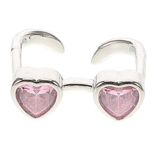 LRXIYODE Eleganter Verstellbarer Herzring aus Legierung Kreativer Eyeglasses Schmuck für Damen Modischer Offener Fingerring Paarring mit Liebevollem Design Stilvolles Accessoire für Alltag von LRXIYODE