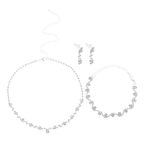LRXIYODE Elegantes Schmuckset für Damen mit Halskette Ohrringen und Armband Funkelnde Strasssteine Minimalistisches Design für Abendkleider Prom Hochzeiten und Formelle Anlässe von LRXIYODE
