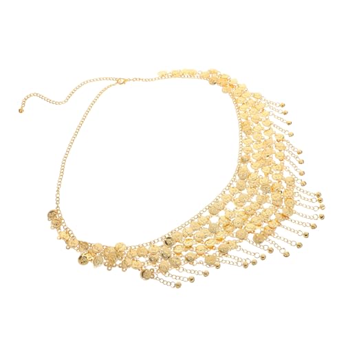 LRXIYODE Ethnischer Metall Taillengürtel mit Münzen und Fransen Verstellbare Bauchtanz Kette für Damen Mehrlagige Körperkette Leicht und Langlebig für Party Festival und Alltag von LRXIYODE