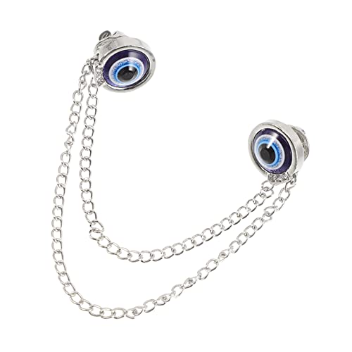 LRXIYODE Evil Eye Brosche für Herren Silberner Anstecker mit Kette Modisches Accessoire für Hemden Shirts Schals und Taschen Vielseitig und Elegant von LRXIYODE