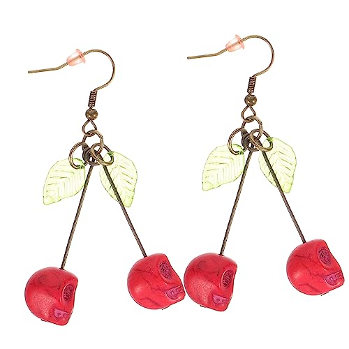 LRXIYODE Extravaganter Cherry Skull Ohrring Leichte Alloy Ohrhänger Damen Punk Schmuck Modisch für Alltag und Party Geeignet von LRXIYODE