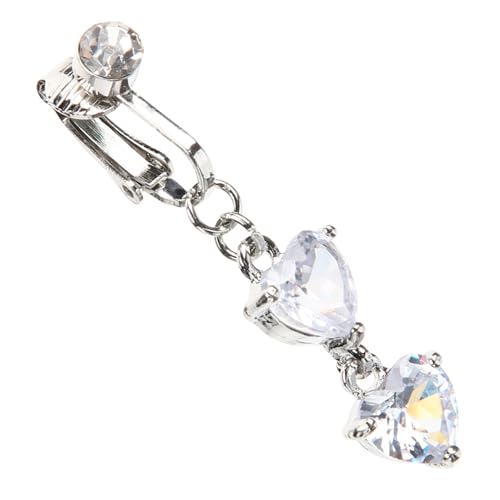 LRXIYODE Fake Bauchnabelring mit Funkelndem Zirkonia Herz Anhänger Leichter Sicherer Körperschmuck für Damen und Mädchen Elegantes Stilvolles Design für Auffälliges Piercing accessoire von LRXIYODE