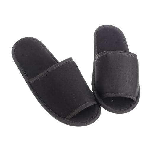 LRXIYODE Faltbare Baumwoll hausschuhe Leicht Tragbar Rutschfeste Indoor Slipper für Hotel Reise Zuhause Wiederverwendbar Komfortabel Platzsparend Unisex Gästepantoffeln Schwarz von LRXIYODE