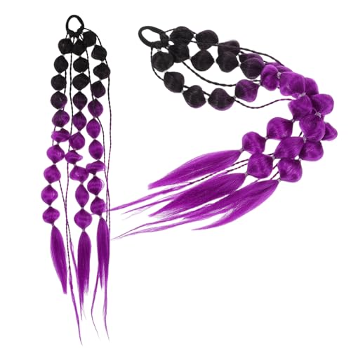 LRXIYODE Farbige Bubble Ponytail Extensions mit Farbverlauf Lange Handgeflochtene Zöpfe für Musikfestivals Vielseitige Haarverlängerung für Damen Natürliche Integration Volumen und Erhöhend von LRXIYODE