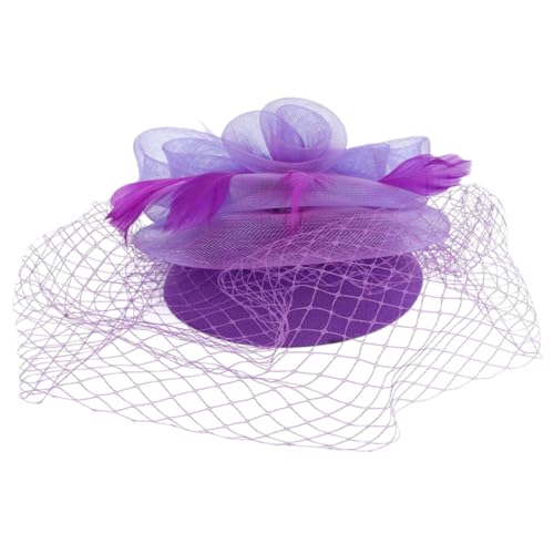 LRXIYODE Fascinator Haarschmuck für Damen Eleganter Hut mit Federn und Netz für Hochzeit Teeparty Bankett und Besondere Anlässe Vielseitige Brautkopfbedeckung von LRXIYODE
