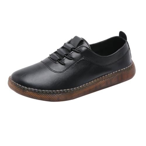 LRXIYODE Flache Damen Lederschuhe Leichtgewichtig Atmungsaktiv Modische Freizeit Sneaker Für Frühling Herbst Alltag Komfortable Slip Schuhe von LRXIYODE
