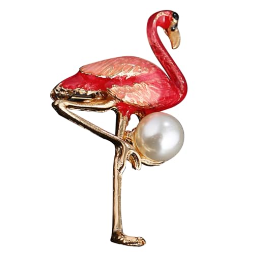 LRXIYODE Flamingo Brosche mit Perlenverzierung Emaillierter Legierungs Broschenpin Auffälliger Modeschmuck für Damen Kreatives Design für Hochzeit Geburtstag Weihnachten und Party von LRXIYODE