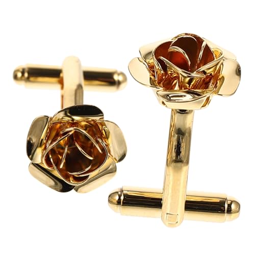 LRXIYODE Manschettenknöpfe Für Herren Aus Kupfer Mit Rosenmotiv Stilvolles Hemdzubehör Für Hochzeiten Und Anzüge Goldfarbene Cufflinks Für Männer von LRXIYODE