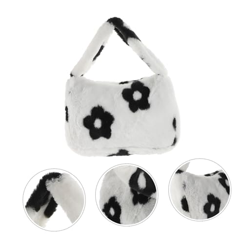 LRXIYODE Fluffy Schultertasche Damen Weiß Plüsch Tote Bag Handtasche Casual Umhängetasche für Alltag Shopping Reise Herbst Winter von LRXIYODE