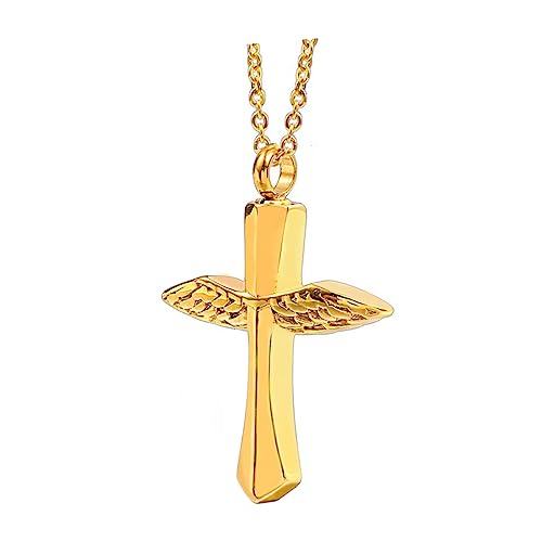 LRXIYODE Gedenkurne Halskette Kreuz Anhänger Goldfarbenes Memorial Schmuckstück für Aufbewahrung Damen Herren LRXIYODE Gedenkurne Halskette Kreuz Anhänger Goldfarbenes Memorial Schmuckstück für Aufbewahrung Damen Herren von LRXIYODE