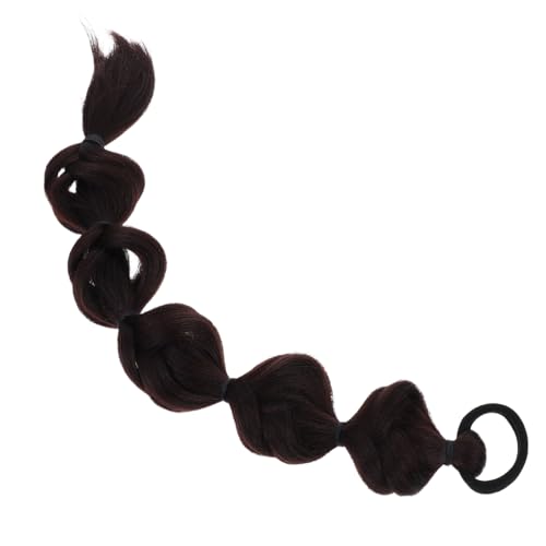LRXIYODE Geflochtene Pferdeschwanz perücke Dunkelbraun Bubble Braid Haarteil mit Elastischem Haarband Natürliche Synthetische Haarverlängerung für Damen Bequem und Modisch für Alltag und von LRXIYODE