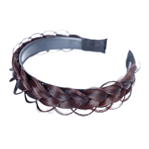 LRXIYODE Geflochtenes Haarband Damen aus Hitzebeständigem Kunsthaar Breites Stirnband mit Synthetischen Zöpfen Leichter Rutschfester Haarreif für Alltag Sport und Modische Frisuren von LRXIYODE