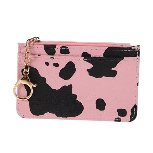 LRXIYODE Geldbörse mit Kuhmuster PU Kartenhalter und Schlüsselanhänger Kleines Damen Portemonnaie für Karten Münzen und Schlüssel Robustes Leichtes Design für Alltag und Reisen von LRXIYODE