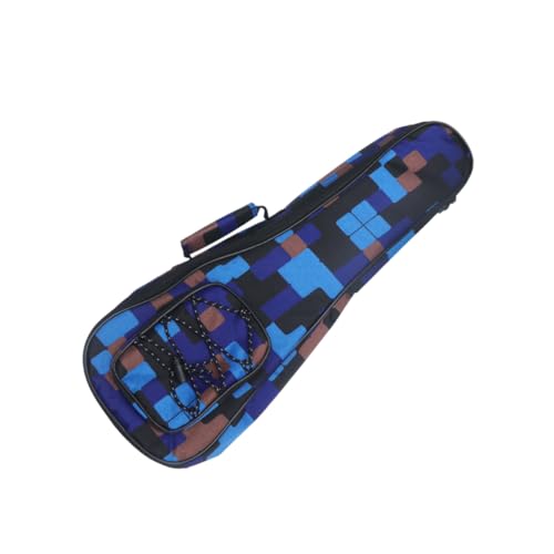 LRXIYODE Gepolsterte Ukulele Tragetasche Baumwolle mit Doppel Schultergurten Verstellbar für Männer Frauen Karomuster Rucksack Musikinstrumententasche Blau von LRXIYODE