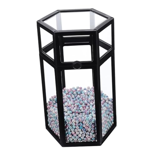 LRXIYODE Glas Kosmetik Pinsel Organizer mit Perlen Sechseckiger Make Up Aufbewahrungsbehälter Transparent Staubdicht für Eyeliner Augenbrauenstift Schminktisch Badezimmer Schlafzimmer von LRXIYODE