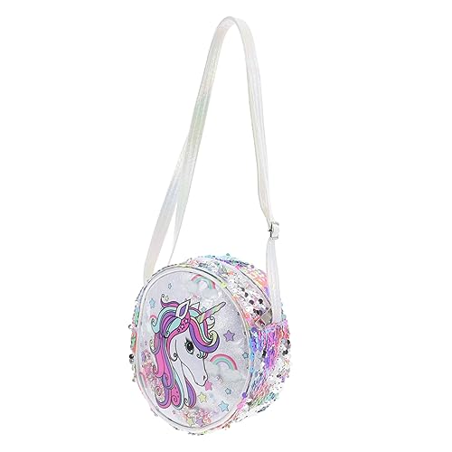 LRXIYODE Glitzernde Einhorn Umhängetasche für Mädchen Verstellbare Schultertasche mit Bunten Pailletten Freizeit und Dekorationsbeutel für Kleine Dinge von LRXIYODE