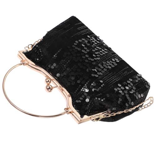 LRXIYODE Glitzernde Umhängetasche Damen mit Fischschuppen optik Schicke Schultertasche in Schwarz Crossbody Handtasche mit Pailletten für Party Schule und Alltag von LRXIYODE
