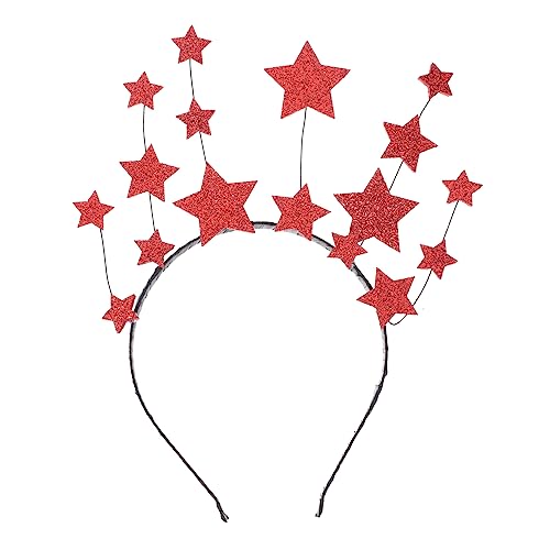 LRXIYODE Glitzerndes Stern Haarreif Damen Festliches Stirnband für Geburtstagsparty Kostüm Accessoire mit Rutschfester für Karneval Mottoparty und Fotorequisiten Rot von LRXIYODE