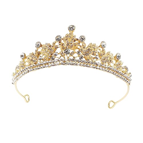LRXIYODE Goldene Brautkrone mit Funkelnden Strasssteinen Hochwertiger Hochzeit Haarschmuck Langlebige Tiara für Braut und Festliche Anlässe Einfach zu Tragen für Hochzeit Fotoshooting von LRXIYODE