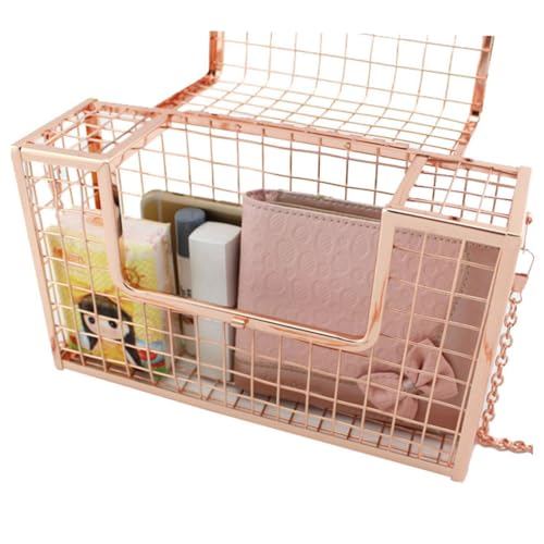 LRXIYODE Goldene Damen Abendtasche mit Geometrischem Hohlkörper Design Leichte Clutch Umhängetasche für Party Hochzeit und Sommer Kompakte Metallbox für Schlüssel und Smartphone von LRXIYODE