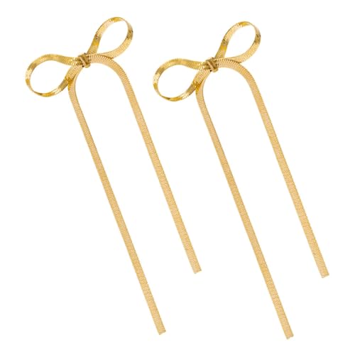 LRXIYODE Goldene Schleifen Ohrringe Damen Dangle Drop Ohrstecker Statement Ohrhänger Langlebiger Metallschmuck Stilvolle Accessoires für Besondere Anlässe von LRXIYODE