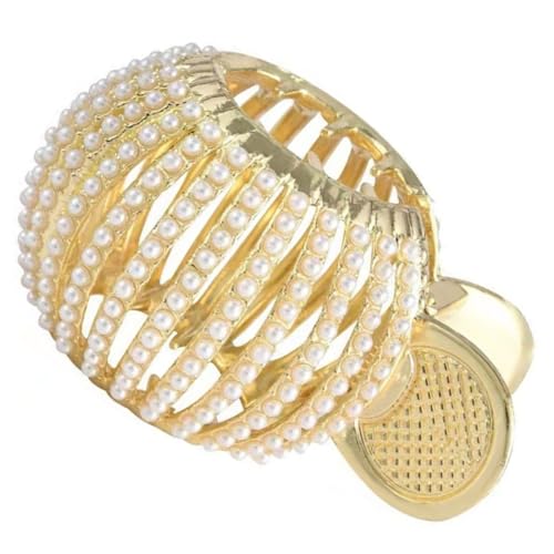 LRXIYODE Goldener Perlen Haarklammer Clip für Hohen Pferdeschwanz Mittelgroßer Metall Kralle Haarhalter Rutschfeste Damen Haarspange für Stilvolle Haarschmuck und Festes Halten von LRXIYODE