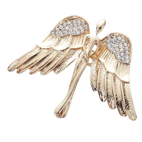 LRXIYODE Goldfarbene Engelsflügel Brosche Anstecknadel für Anzug Mantel Rucksack Vielseitige Schmucknadel Stilvolle Kleidung Dekoration Herren Damen von LRXIYODE