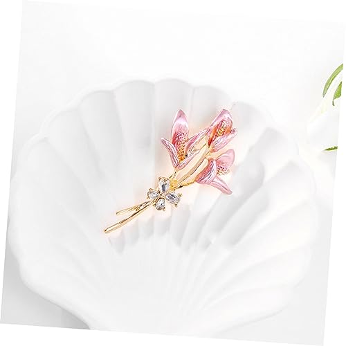 LRXIYODE Goldfarbene Lilienblüten Brosche Anstecknadel für Kleidung und Hüte Langlebiger Legierungs Blumen Pin mit Strass Modisches Accessoire für Damen für Besondere Anlässe von LRXIYODE