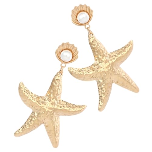 LRXIYODE Goldfarbene Muschel Perlen Ohrringe Damen Ohrstecker aus Langlebiger Legierung Leichte Statement Ohrringe für Strand Party und Alltag Perfektes für Frauen und Freundinnen von LRXIYODE