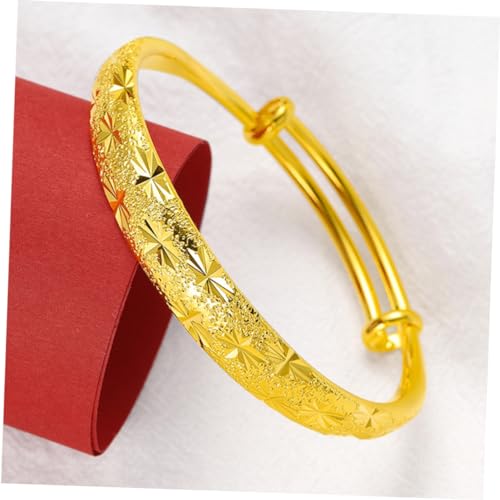 LRXIYODE Goldfarbenes Damen Armband Dickem Messing Eleganter Push Pull Bangle mit Zarter Verarbeitung Langlebig und Farbbeständig Modisches Schmuckstück für Alltag Hochzeit und von LRXIYODE