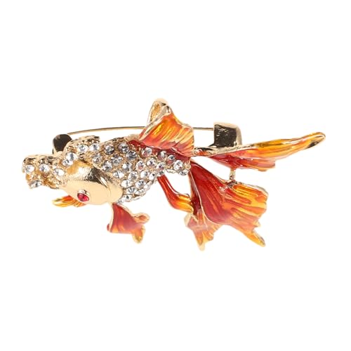 LRXIYODE Goldfisch Brosche Anstecknadel aus Strass Tierbrosche für Kleidung Leichter und Robuster Schmuckclip für Damen Eleganter Anstecker für Pullover Jacken und Mäntel von LRXIYODE