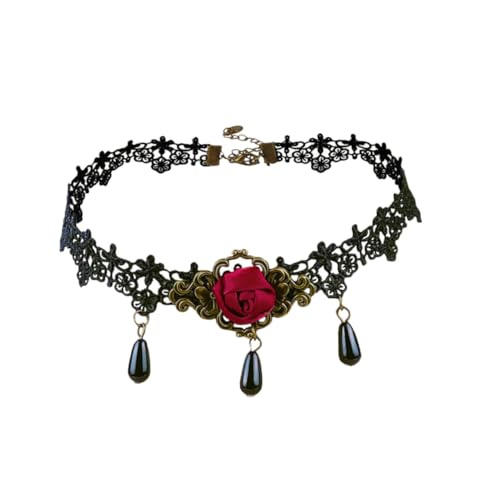 LRXIYODE Gothic Choker Halskette mit Schwarzer Spitze und Kristallperlen Verstellbare Kurzgröße Eleganter Halloween Schmuck für Damen und Cosplay Partys LRXIYODE Gothic Choker Halskette mit Schwarzer Spitze und Kristallperlen Verstellbare Kurzgröße Eleganter Halloween Schmuck für Damen und Cosplay Partys von LRXIYODE