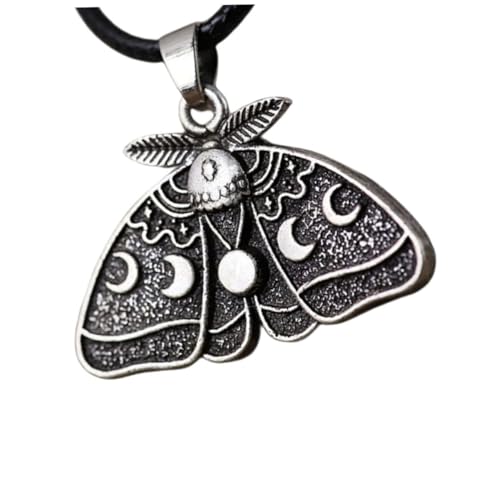 LRXIYODE Gothic Halskette Damen mit Motte Anhänger Leichter Schmuck mit Mondphasen Design Elegante Halskette Anhänger für Party Büro Alltag und Geschenk von LRXIYODE