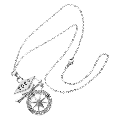 LRXIYODE Graduierung Halskette Doktorhut Anhänger Kompass Design Zinklegierung Damen Schmuck Abschluss Abitur Feier von LRXIYODE