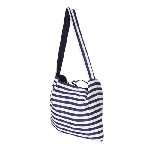 LRXIYODE Große Gestreifte Wendetasche mit Hoher Kapazität Strapazierfähige Canvas-schultertasche Umkehrbare Streifen Vielseitige Crossbody Umhängetasche für Damen für Strand Markt und von LRXIYODE
