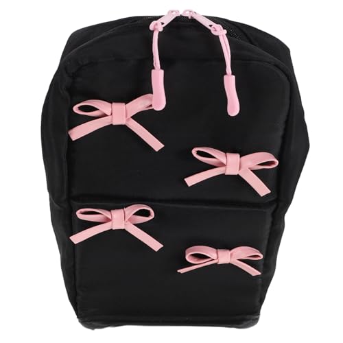 LRXIYODE Große Kosmetiktasche mit Schleifendetail Reißverschluss Geräumigem Innenfach Robuster Nylon und Kunststoffkonstruktion Damen Make Up Organizer für Reisen Alltag und Hautpflege von LRXIYODE