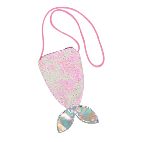 LRXIYODE Große Meerjungfrau Pailletten Schultertasche für Mädchen mit Farbigem Rosa weißem Flossendesign Tragbare Handy Münztasche Modische Kindertasche für Alltag und Besondere Anlässe von LRXIYODE