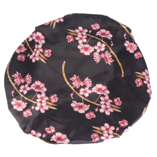 LRXIYODE Große Satin Schlafmütze mit Elastischem Dehnbare Haarkappe für Nacht Haarschutz und Haarausfallreduzierung Geeignet für Frauen und Mädchen Einstellbare Einheitsgröße Schwarzer von LRXIYODE