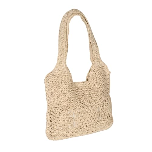 LRXIYODE Große Strohtasche Damen Sommer Tote Bag mit Modischem Schlichtem Design und Extra Großem Fassungsvermögen Handgewebte Schultertasche für Strand Reise und Alltag von LRXIYODE