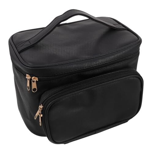 LRXIYODE Große wasserdichte Kosmetiktasche Damen PU Reise-Make-up-Tasche mit Großer Kapazität Leicht und Tragbar Organisierte Fächer als Reise-toilettenbeutel Schwarz von LRXIYODE
