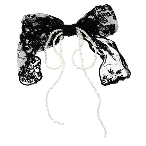 LRXIYODE Großer Spitzen Haarclip mit Schleife Eleganter Haarschmuck für Frauen und Mädchen Dekorative Haarnadel für Hochzeit Party und Alltag Schwarzer Haarklammer Bowknot von LRXIYODE