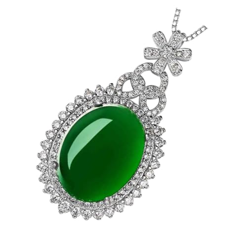 LRXIYODE Grüne Chrysopras Halskette mit Anhänger Silber Schmuck für Frauen Eleganter Temperament Halsdekor Geschenkidee Alltag Party von LRXIYODE