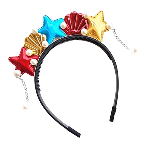 LRXIYODE Haarband Mit Meerjungfrau Und Seestern-motiv Muschel-design Haarschmuck Für Mädchen Party-kostüm-accessoires Geeignet Für Strandparty Und Kostümpartys Rot von LRXIYODE
