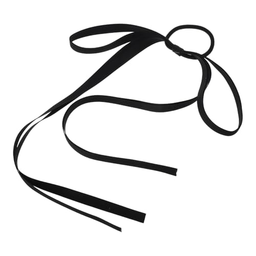 LRXIYODE Haargummi mit Süßer Schleife Elastisches Stabiles Haarschmuck Damen Accessoire Vielseitig als Haarband oder Armband Tragbar Leicht und Bequem für Lange Haare Schwarzes Satinband von LRXIYODE