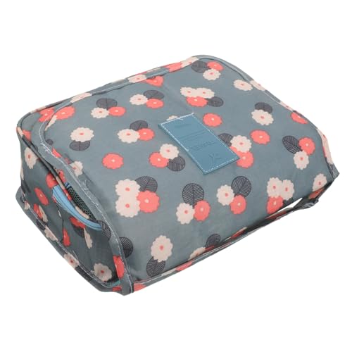 LRXIYODE Hängende Kosmetiktasche Für Reisen Große Kapazität Faltbare Toilettentasche Mit Reißverschluss Strukturiert Und Organisiert Für Damen Blaues Blumenmuster von LRXIYODE