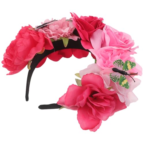 LRXIYODE Halloween Blumen Stirnband: Tag Toten Kopfschmuck - Partykostüm Mexikanische Kopfbedeckung - Wunderliche Schmetterlingsblumen Kopfschmuck von LRXIYODE