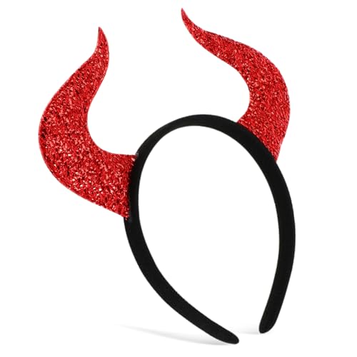 LRXIYODE Halloween Teufelshörner Stirnband aus Weichem Stoff Verstellbar Langlebig und Hautfreundlich Vielseitiges Party Kostümzubehör für Erwachsene für Halloween Karneval und Cosplay von LRXIYODE
